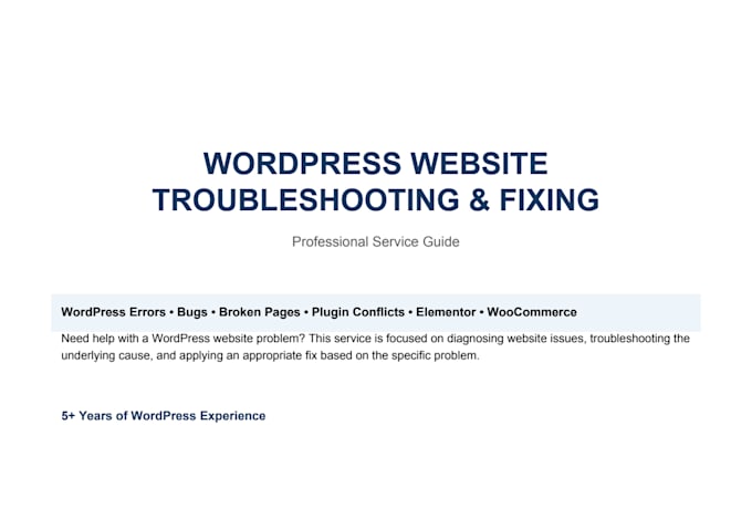 fix wordpress issues, errors, bugs and website problems